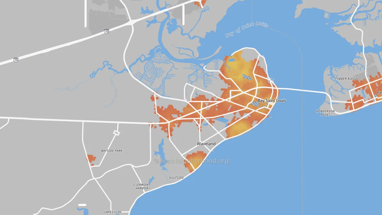 Bike Grade map of Bay St. Louis, MS
