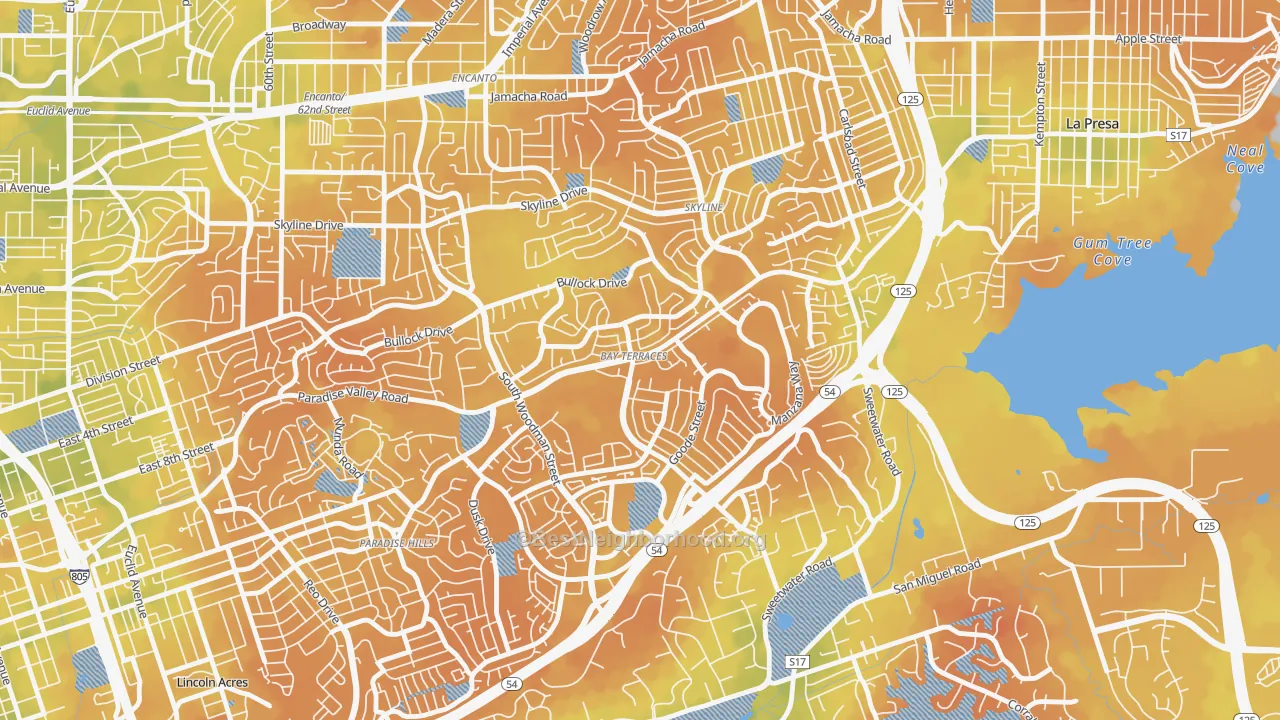 Bike Grade map of Bay Terraces, San Diego, CA