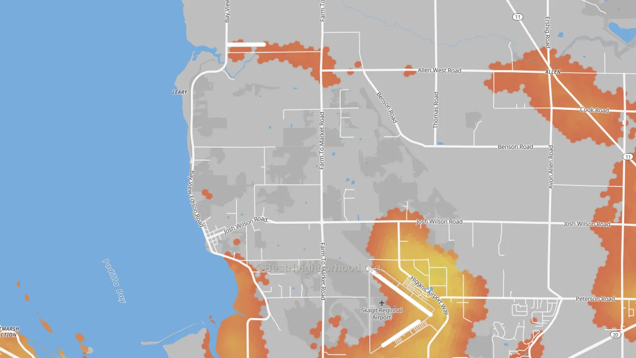 Bike Grade map of Bay View, WA