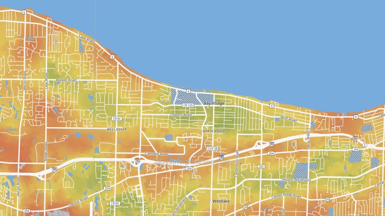 Bike Grade map of Bay Village, OH