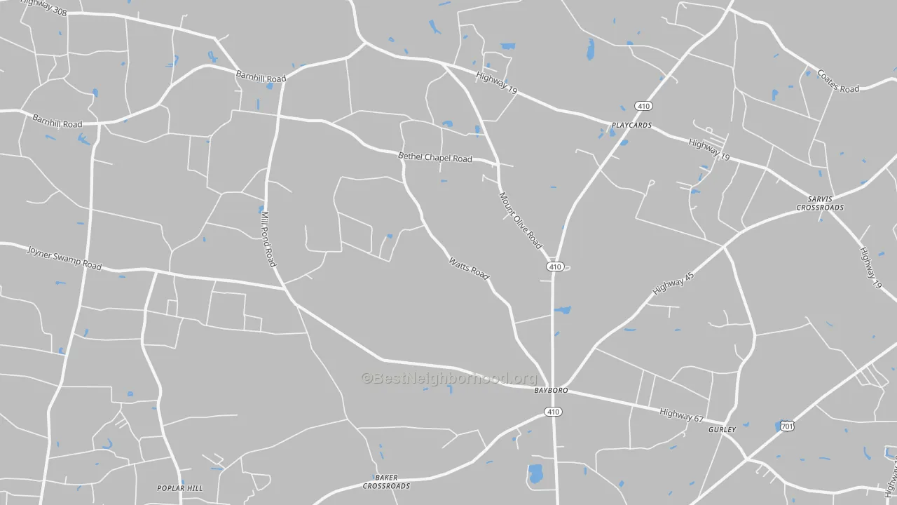Bike Grade map of Bayboro, SC