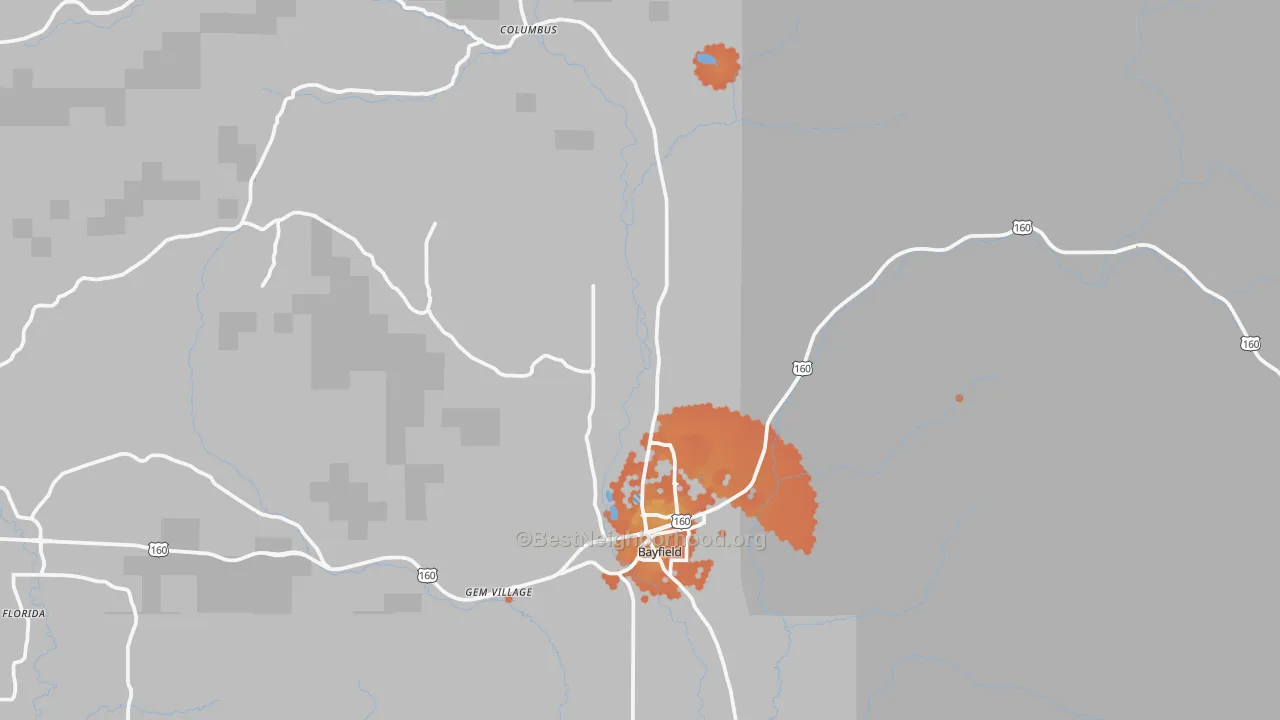 Bike Grade map of Bayfield, CO