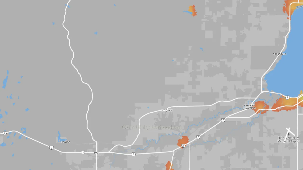 Bike Grade map of Bayfield County, WI