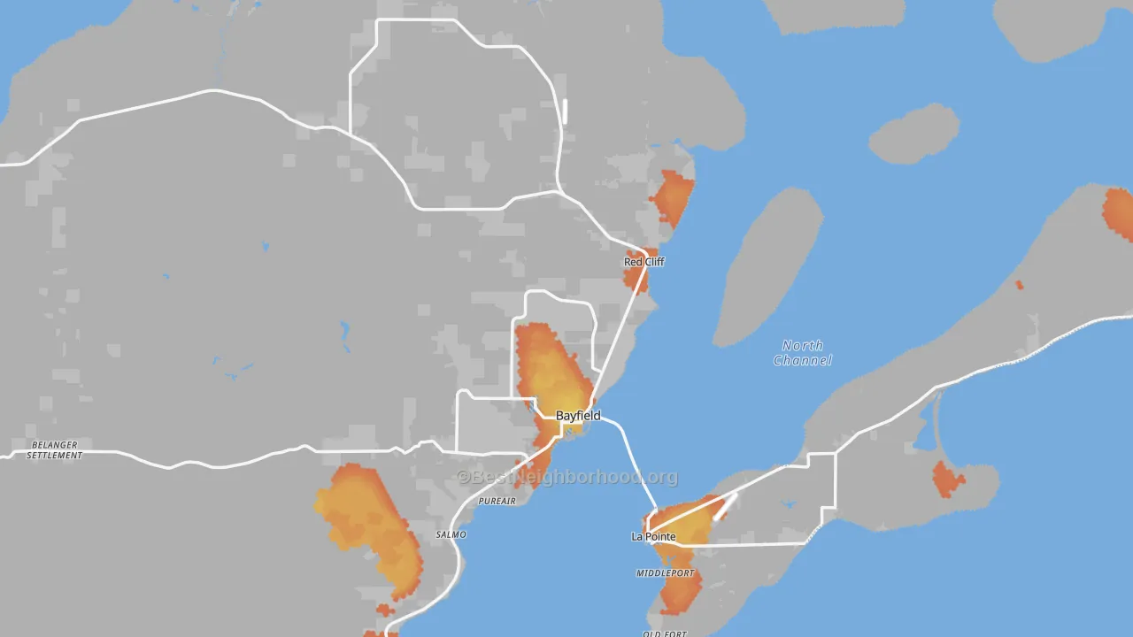 Bike Grade map of Bayfield, WI