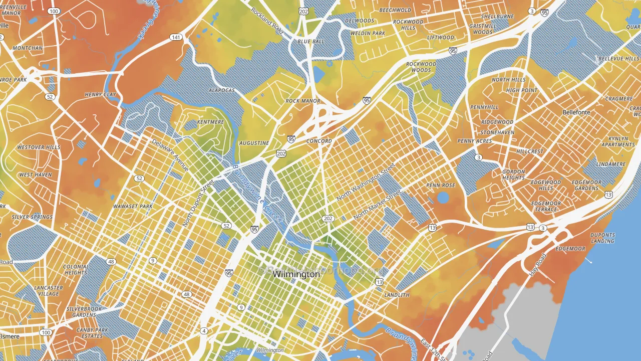 Bike Grade map of Baynard Village, Wilmington, DE