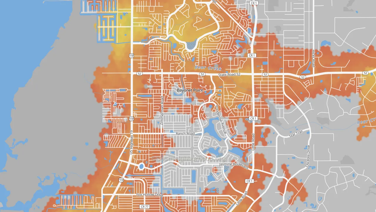 Bike Grade map of Bayonet Point, FL