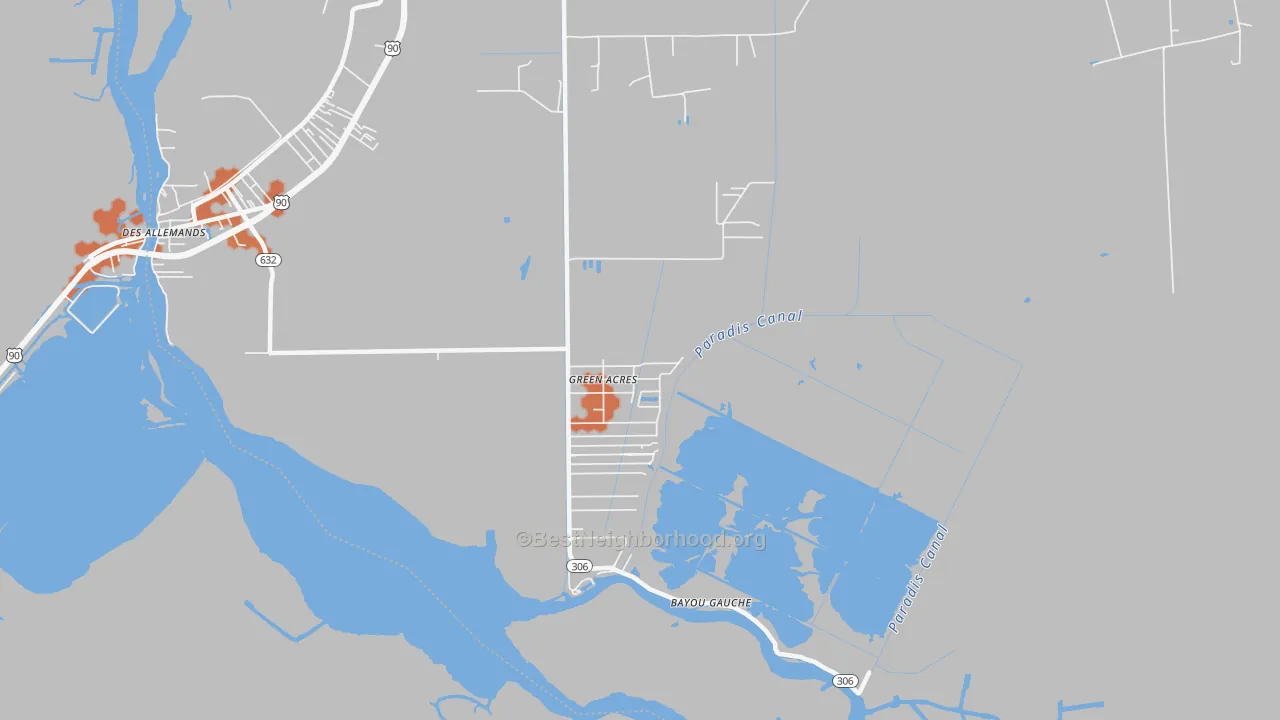 Bike Grade map of Bayou Gauche, LA