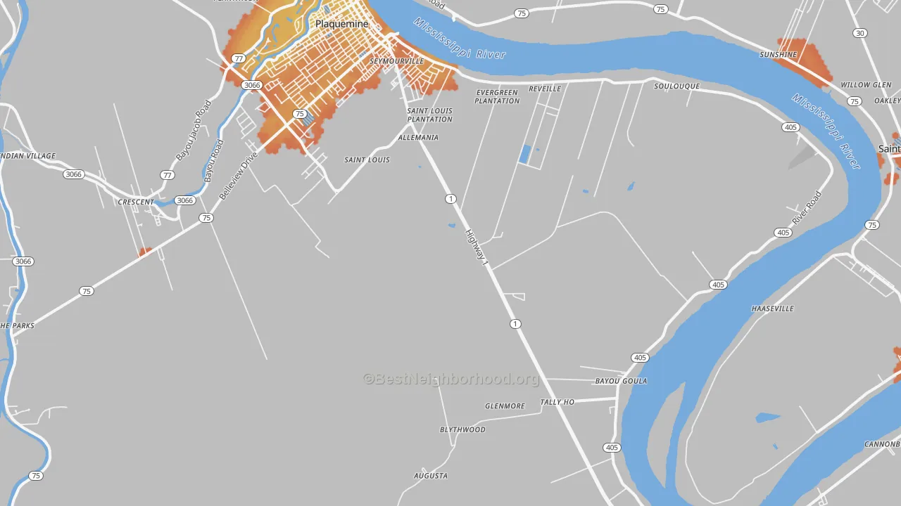 Bike Grade map of Bayou Goula, LA