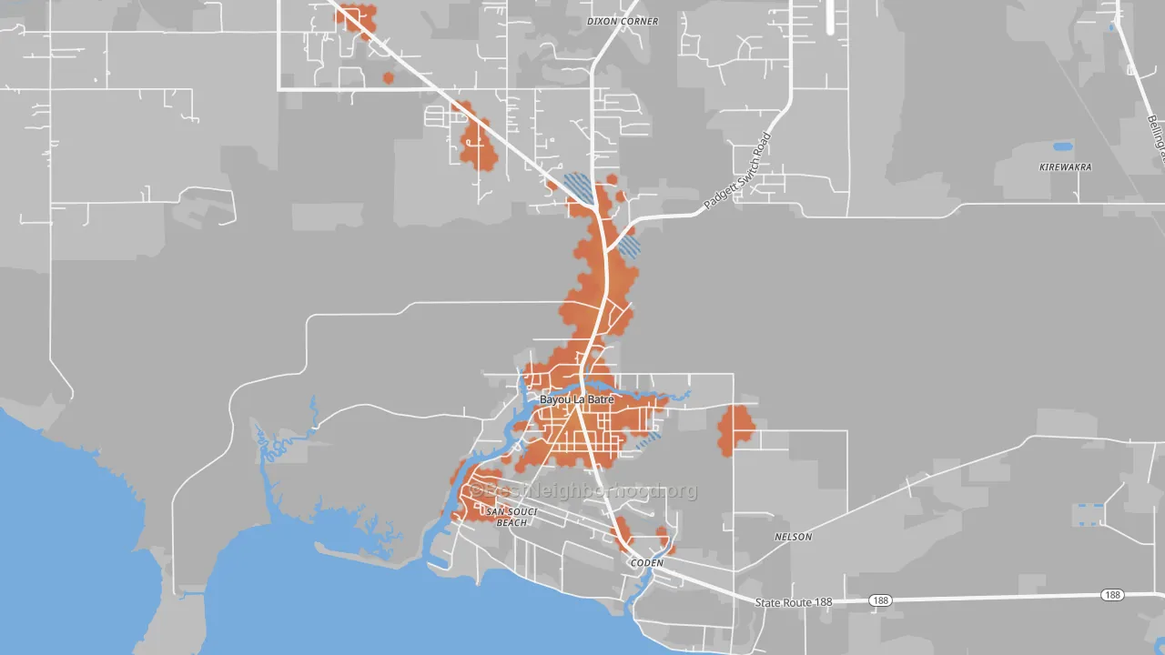 Bike Grade map of Bayou La Batre, AL