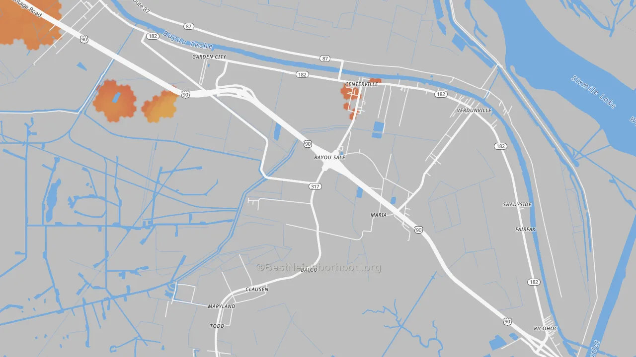 Bike Grade map of Bayou Sale, LA