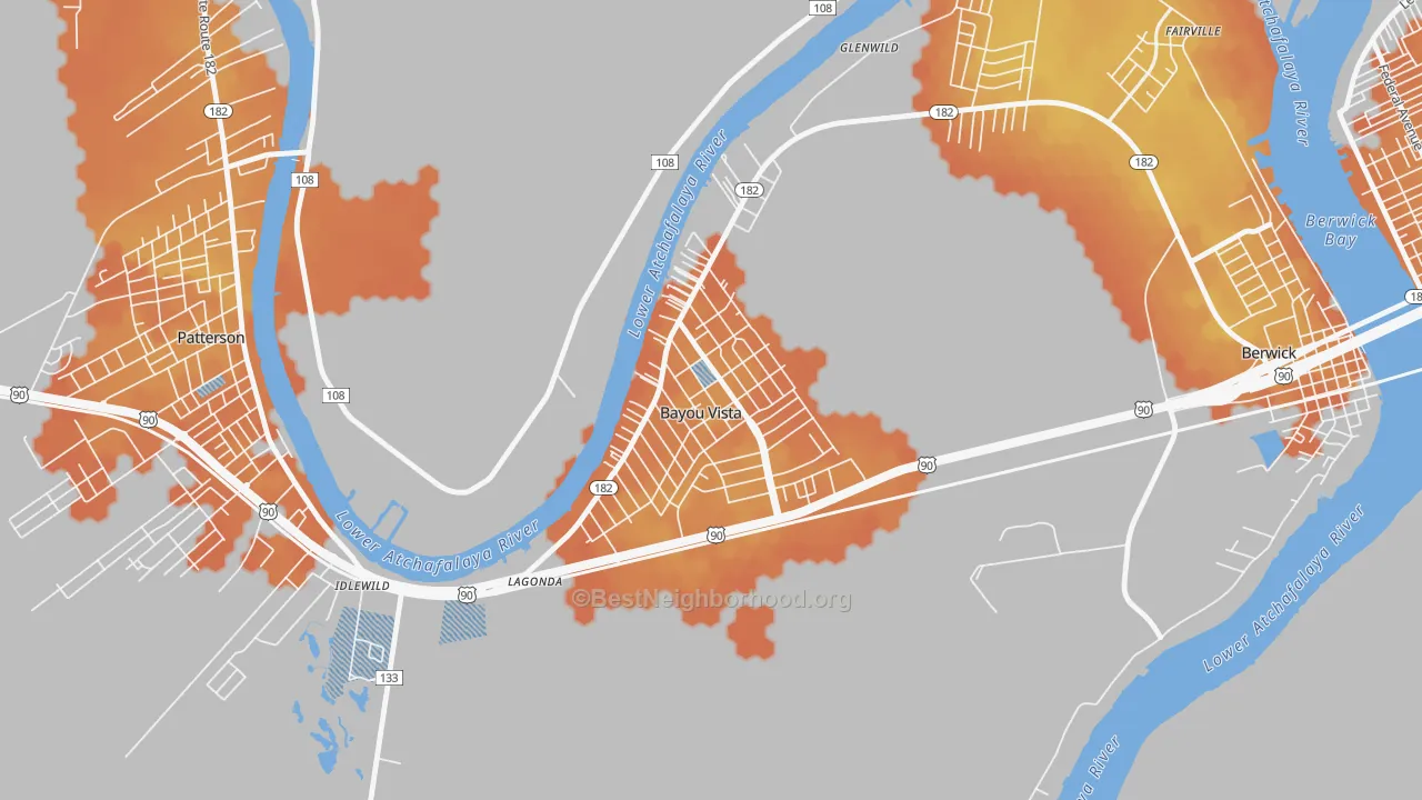 Bike Grade map of Bayou Vista, LA