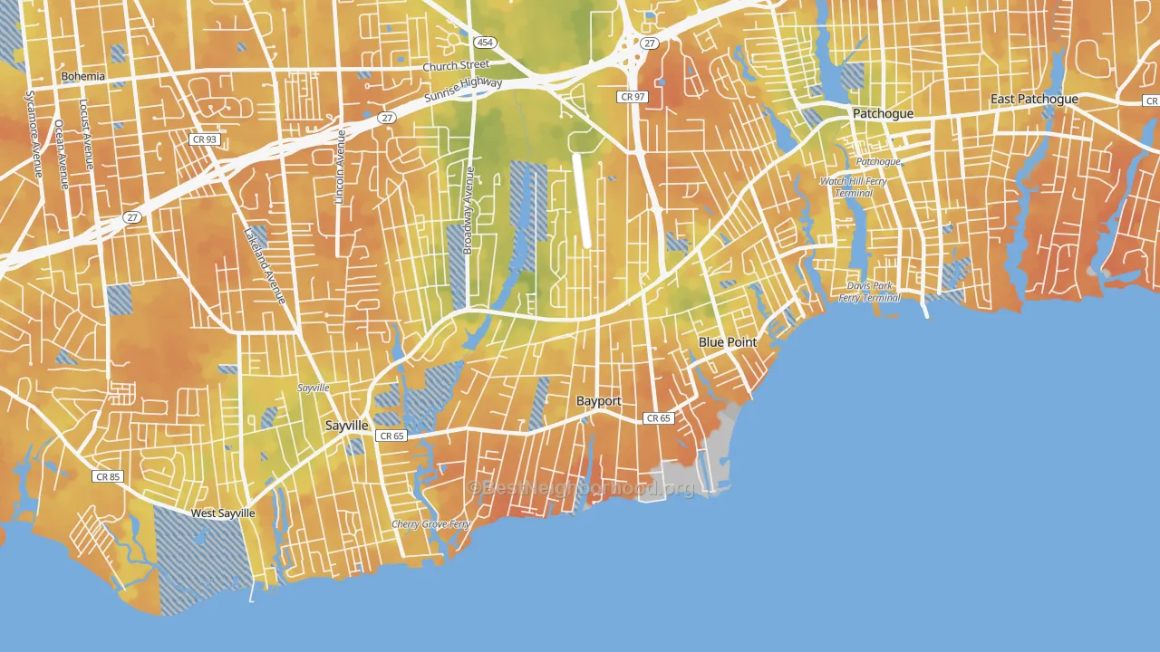 Bike Grade map of Bayport, NY