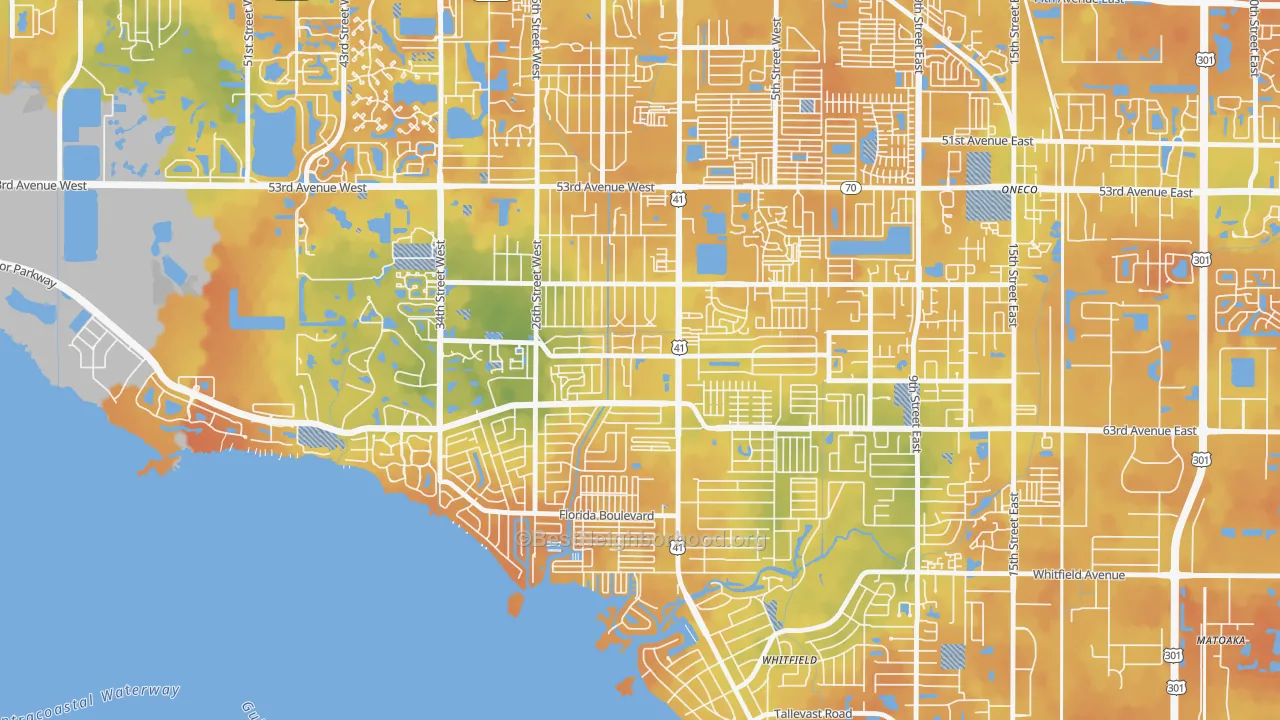 Bike Grade map of Bayshore Gardens, FL