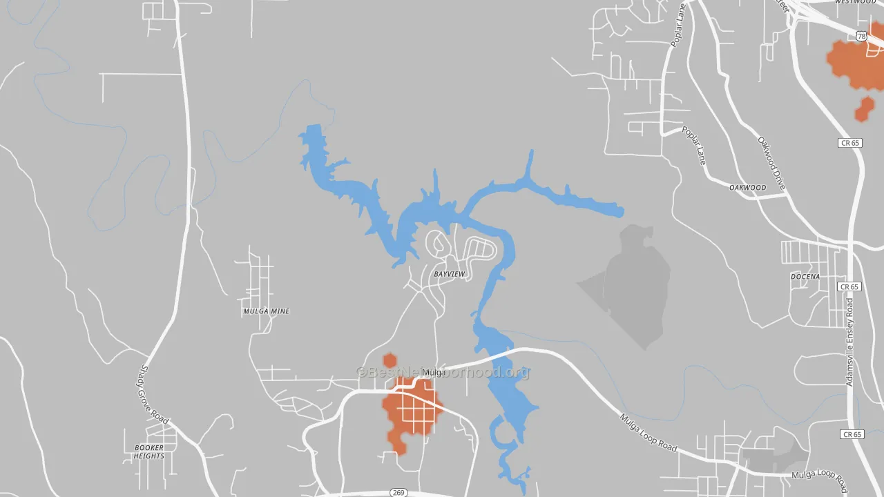 Bike Grade map of Bayview, AL
