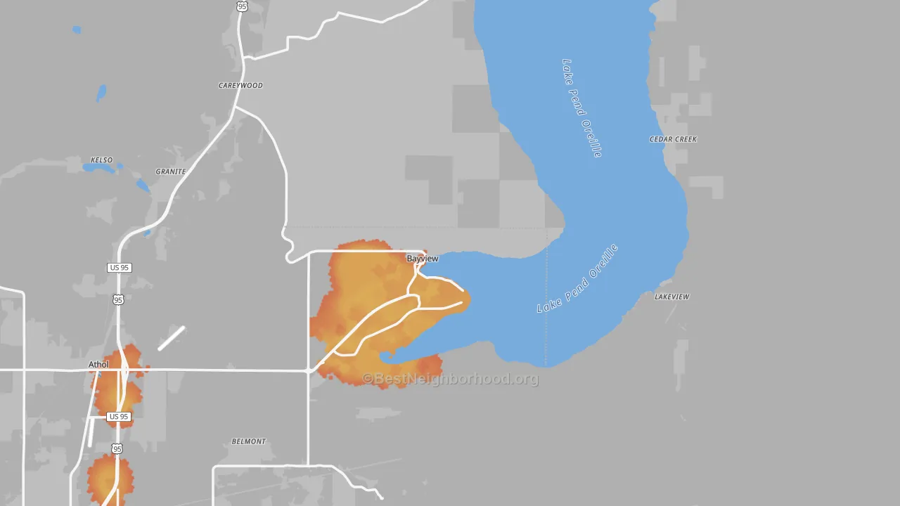 Bike Grade map of Bayview, ID