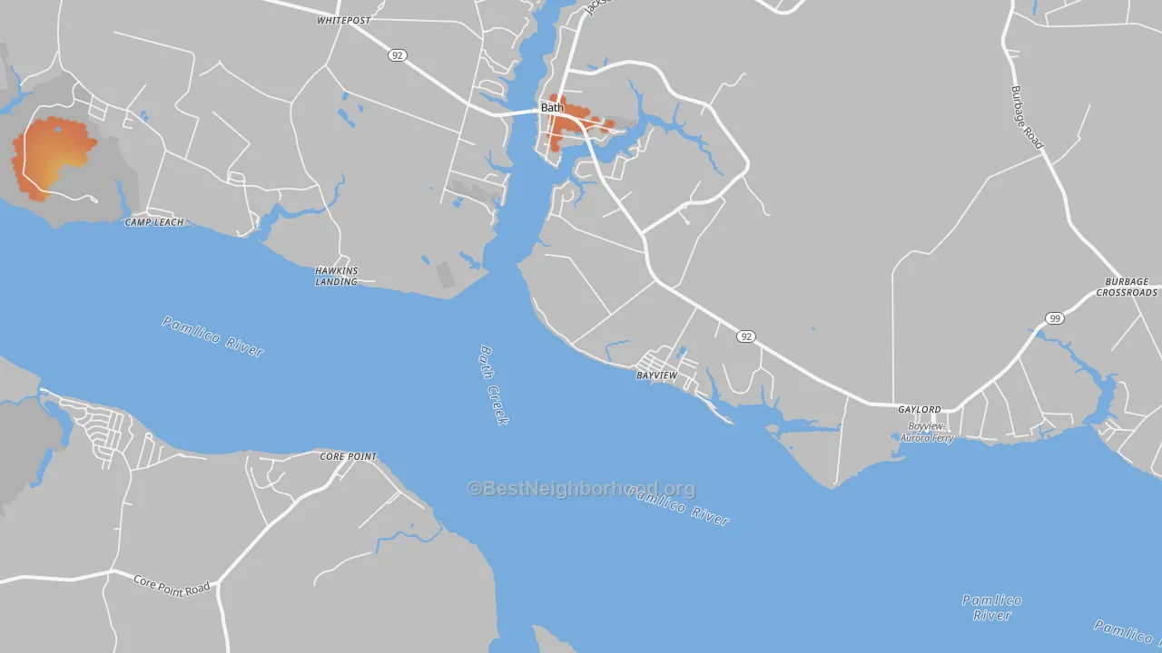 Bike Grade map of Bayview, NC