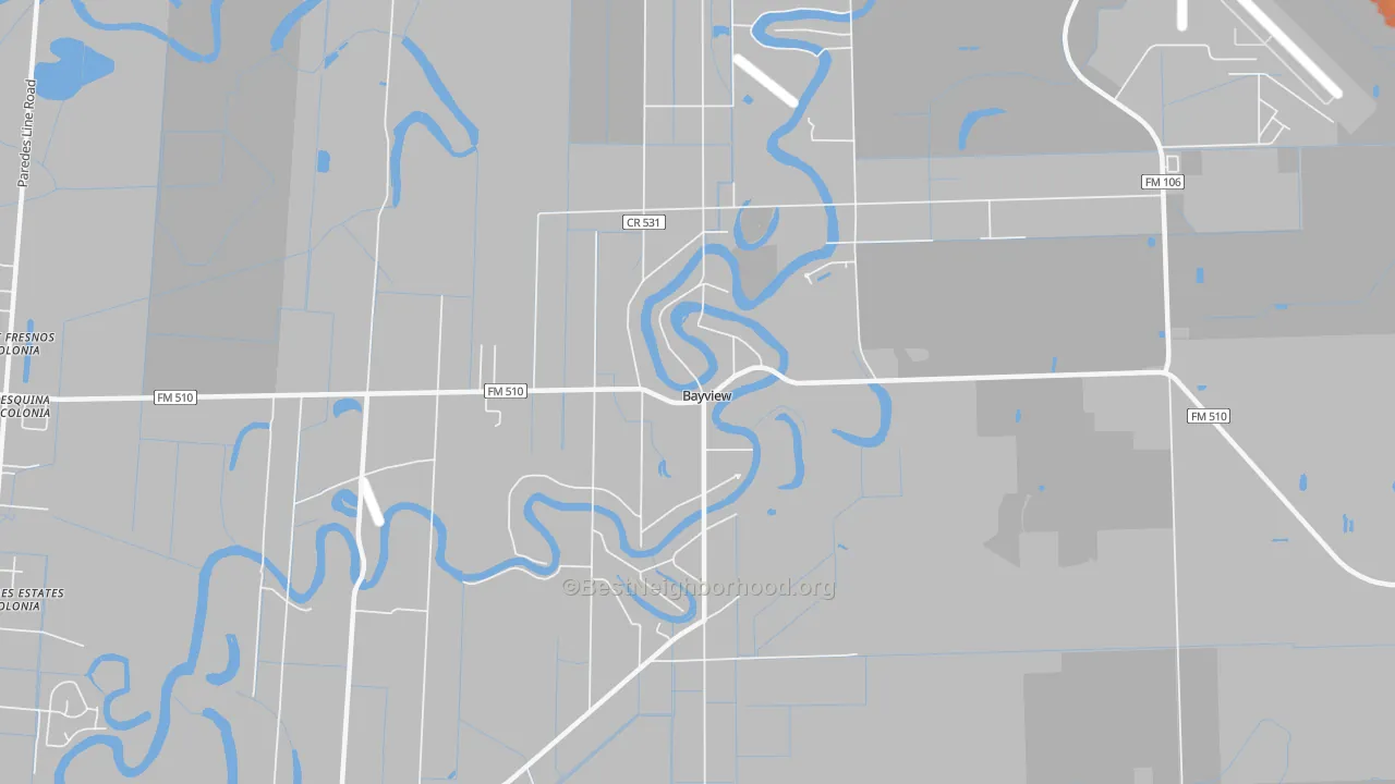 Bike Grade map of Bayview, TX