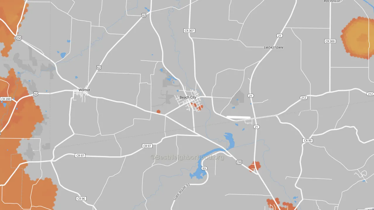 Bike Grade map of Beach City, OH