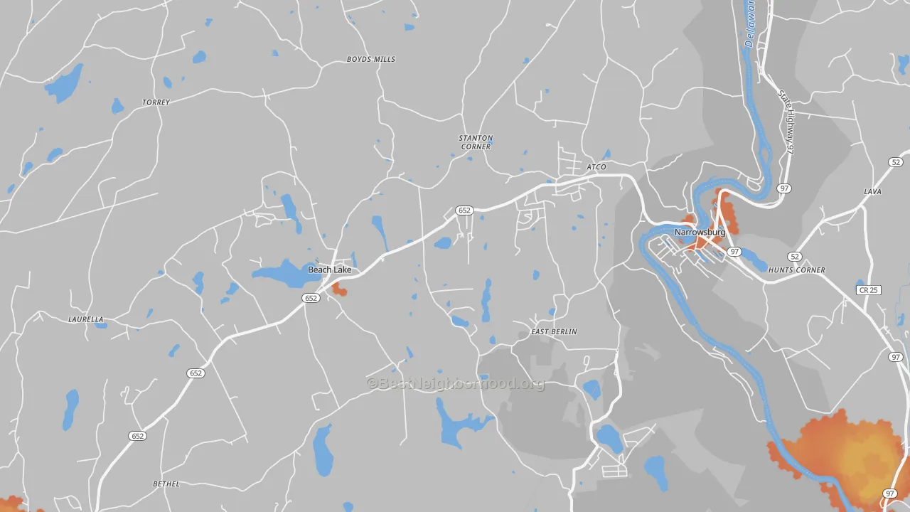 Bike Grade map of Beach Lake, PA