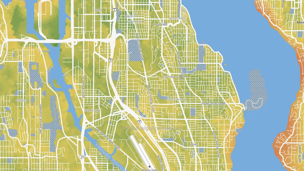 Bike Grade map of Beacon Hill, Seattle, WA