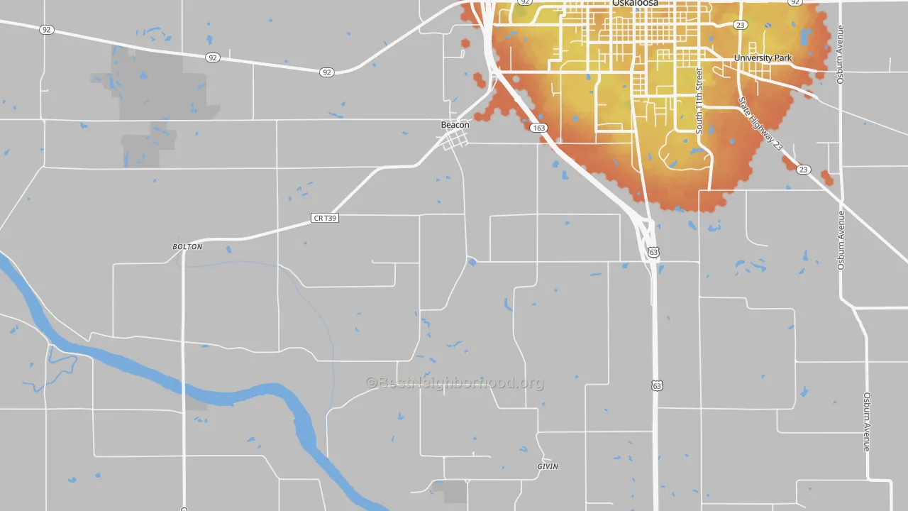 Bike Grade map of Beacon, IA