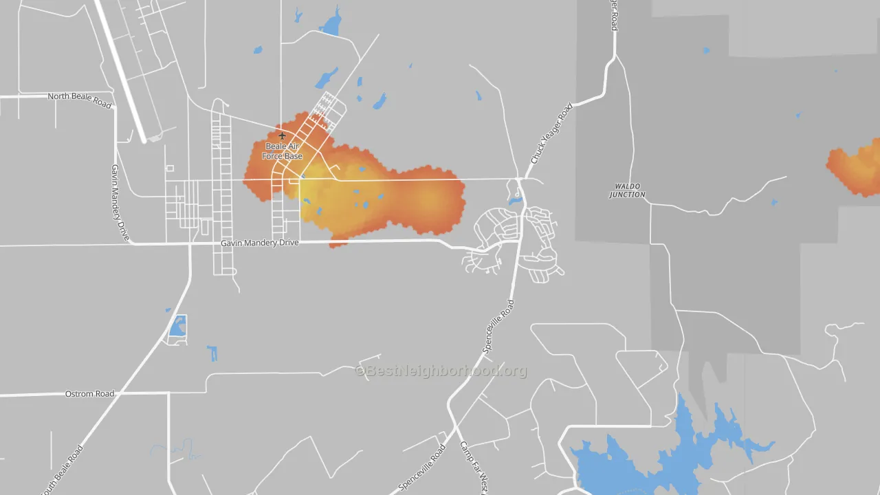 Bike Grade map of Beale Afb, CA
