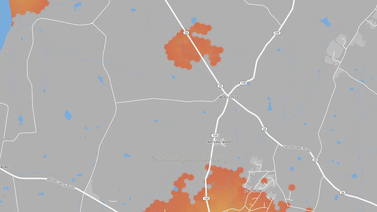 Bike Grade map of Beallsville, MD