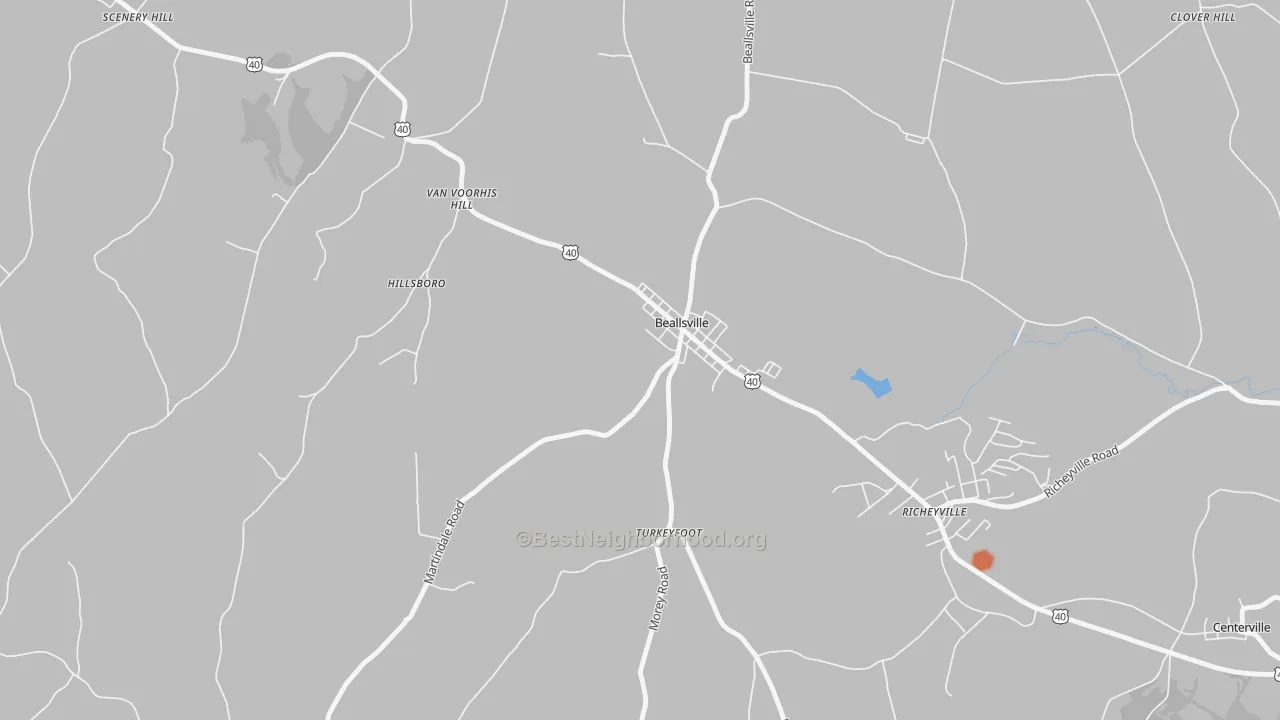 Bike Grade map of Beallsville, PA