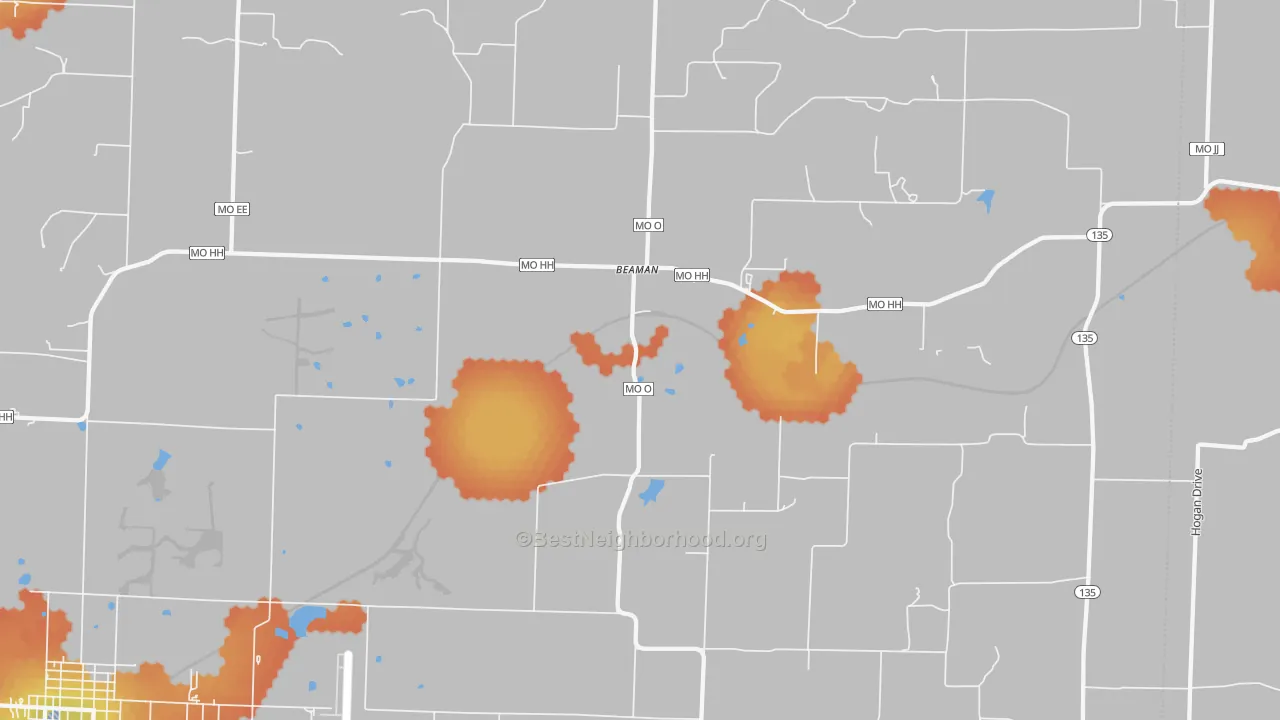 Bike Grade map of Beaman, MO