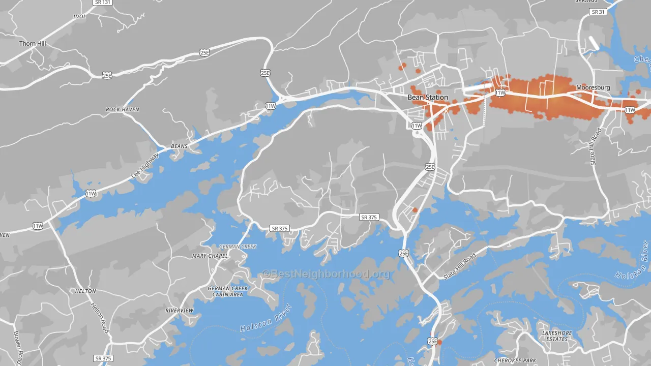 Bike Grade map of Bean Station, TN