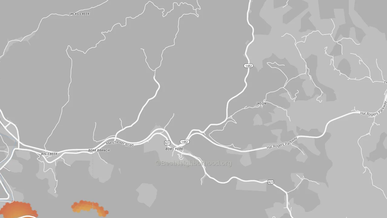 Bike Grade map of Bear Branch, KY