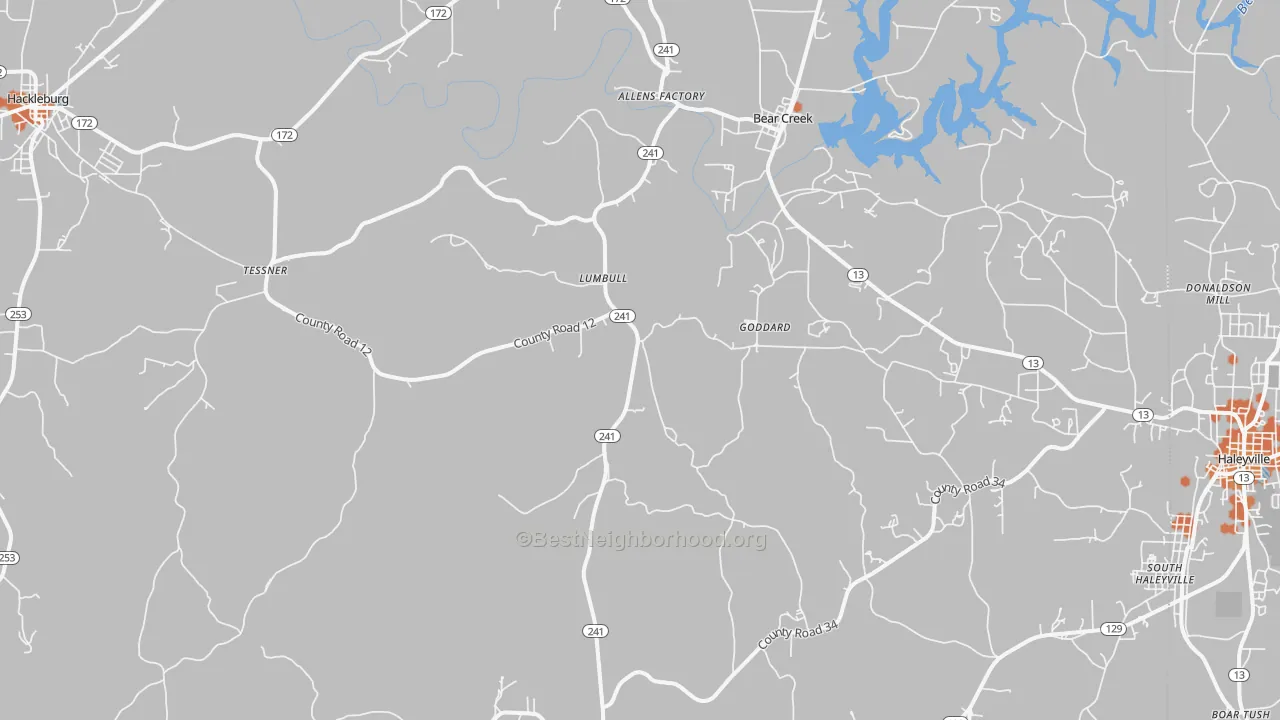 Bike Grade map of Bear Creek, AL