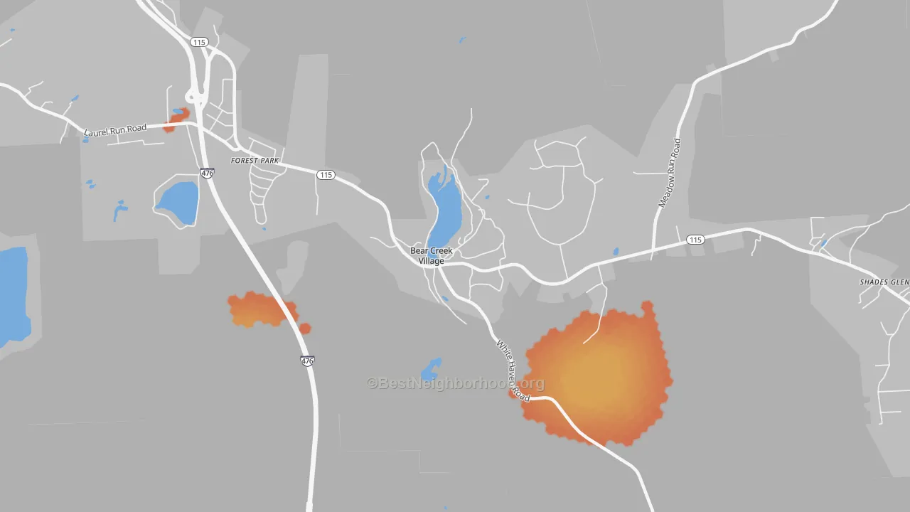 Bike Grade map of Bear Creek Village, PA