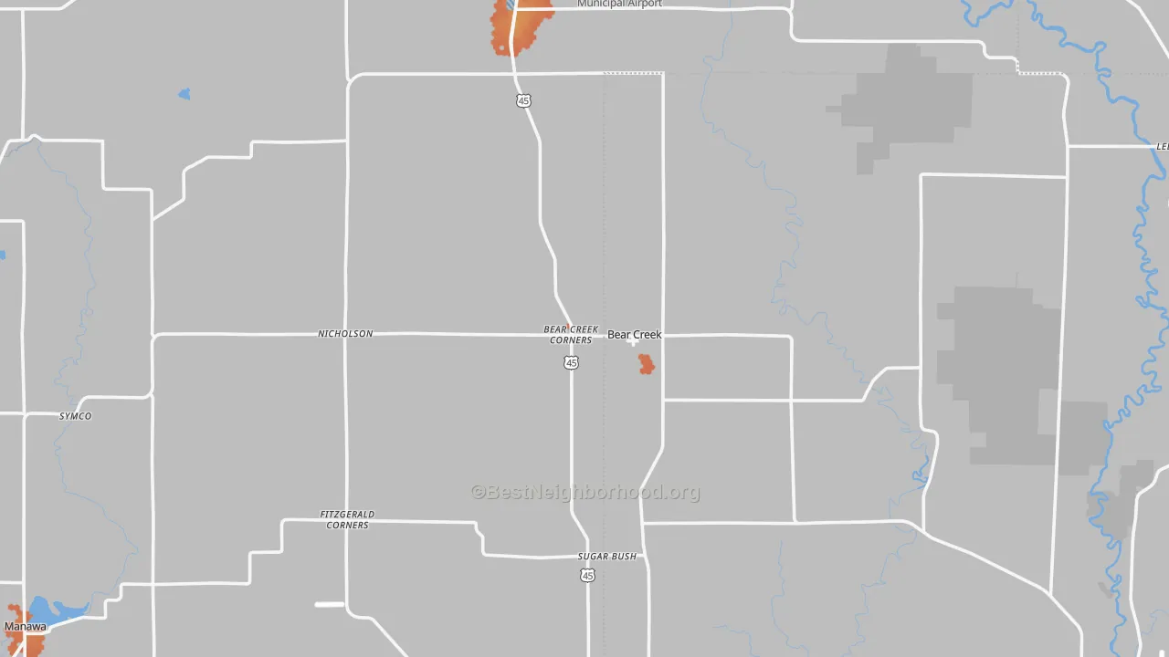 Bike Grade map of Bear Creek, WI