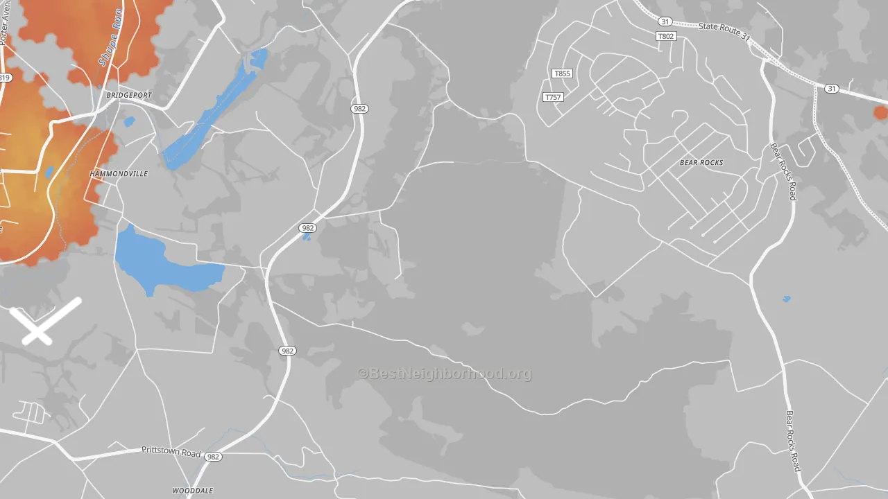 Bike Grade map of Bear Rocks, PA