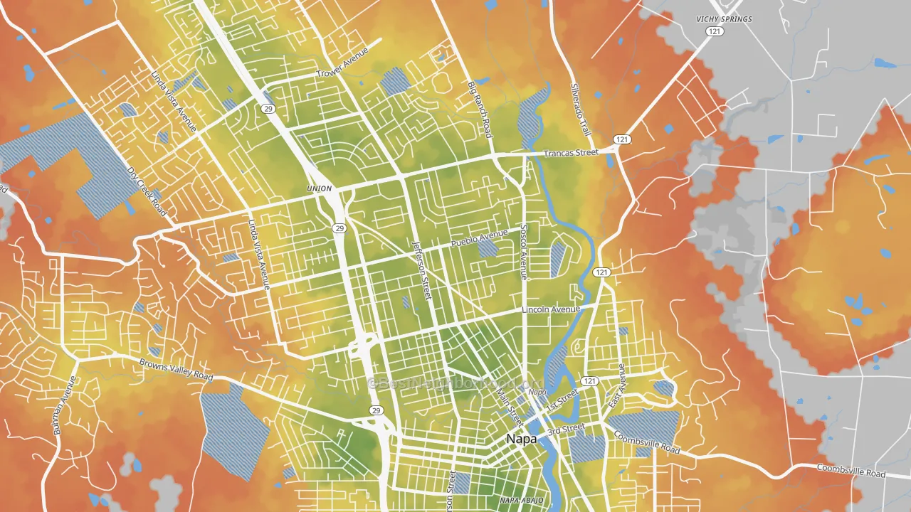 Bike Grade map of Beard, Napa, CA