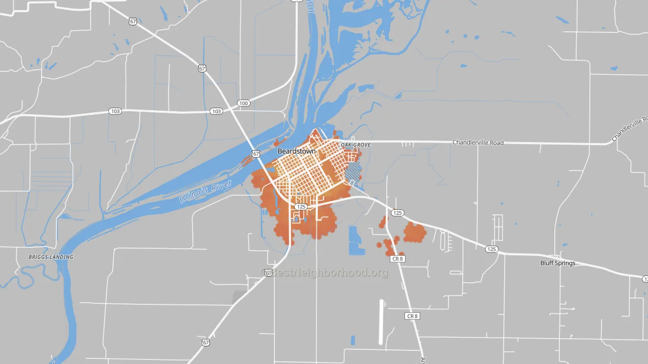 Bike Grade map of Beardstown, IL