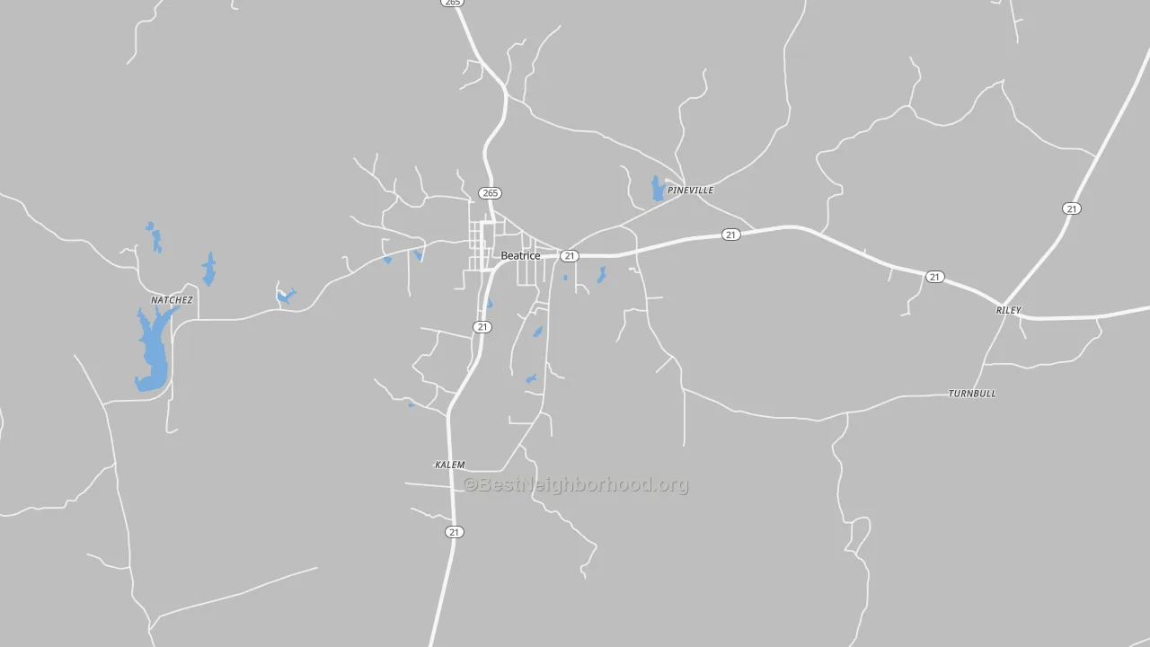 Bike Grade map of Beatrice, AL