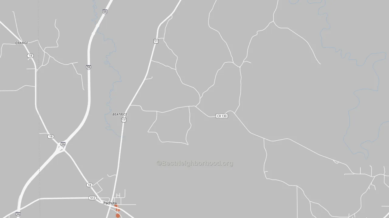 Bike Grade map of Beatrice, MS