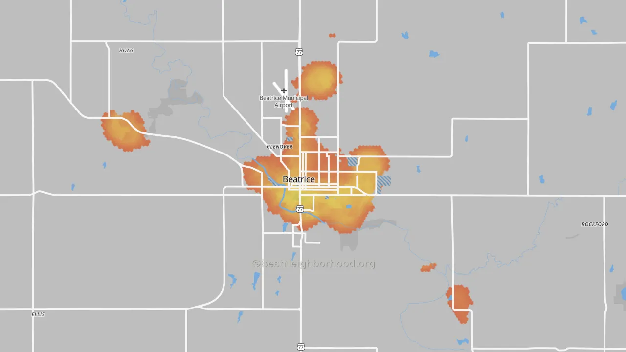 Bike Grade map of Beatrice, NE