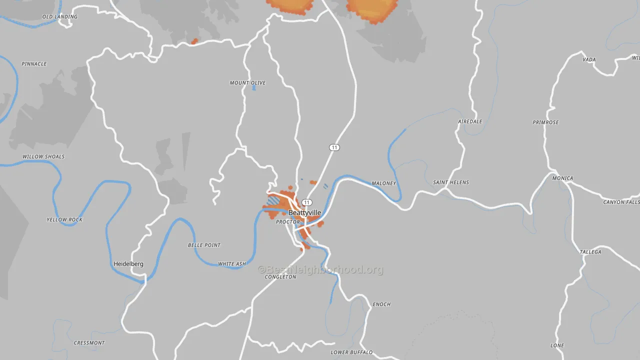 Bike Grade map of Beattyville, KY