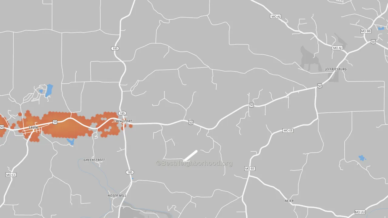 Bike Grade map of Beaufort, MO