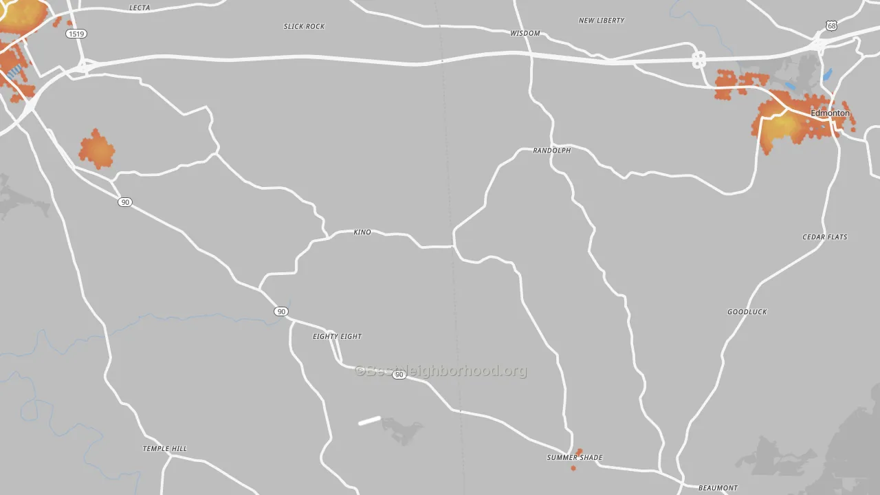 Bike Grade map of Beaumont, KY