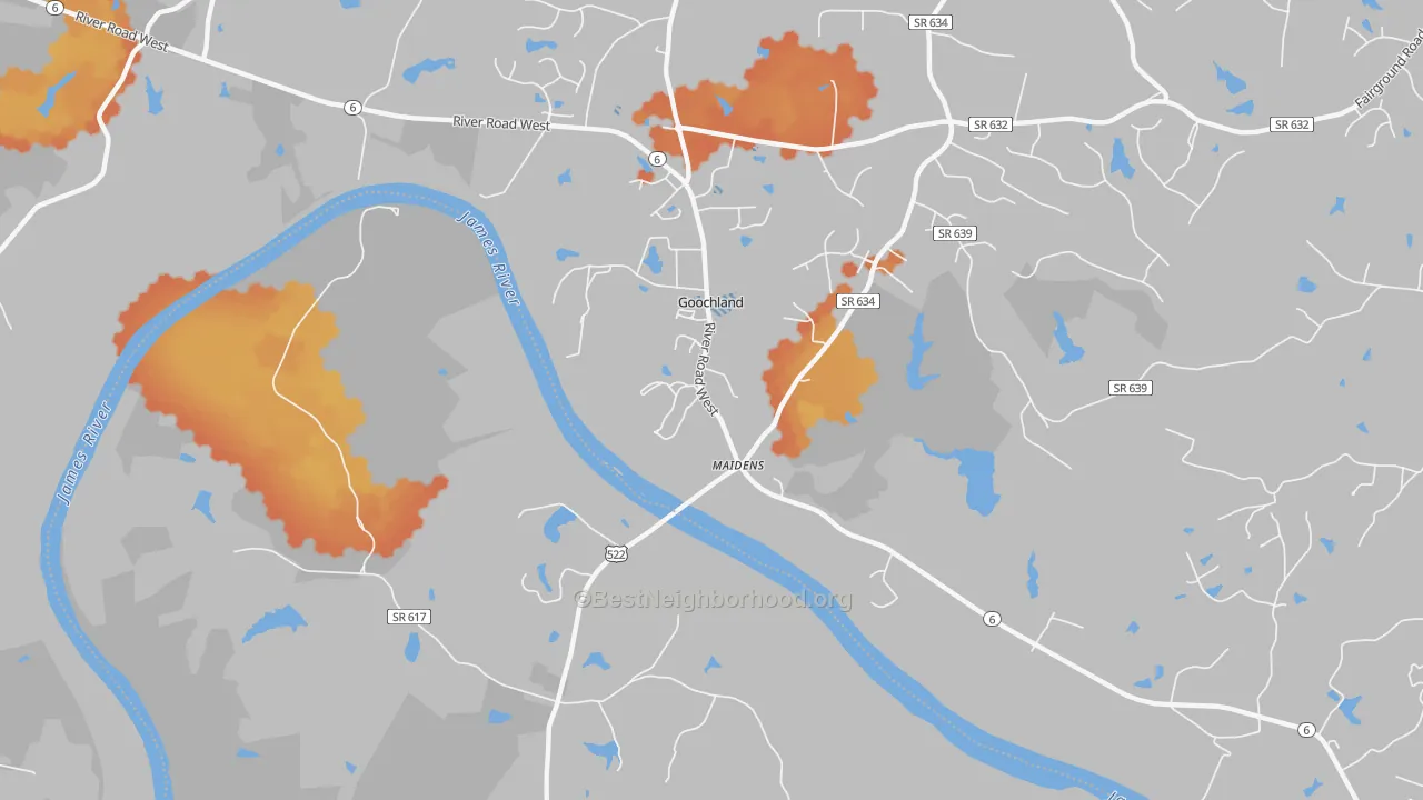 Bike Grade map of Beaumont, VA