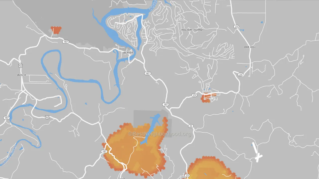 Bike Grade map of Beaver, AR