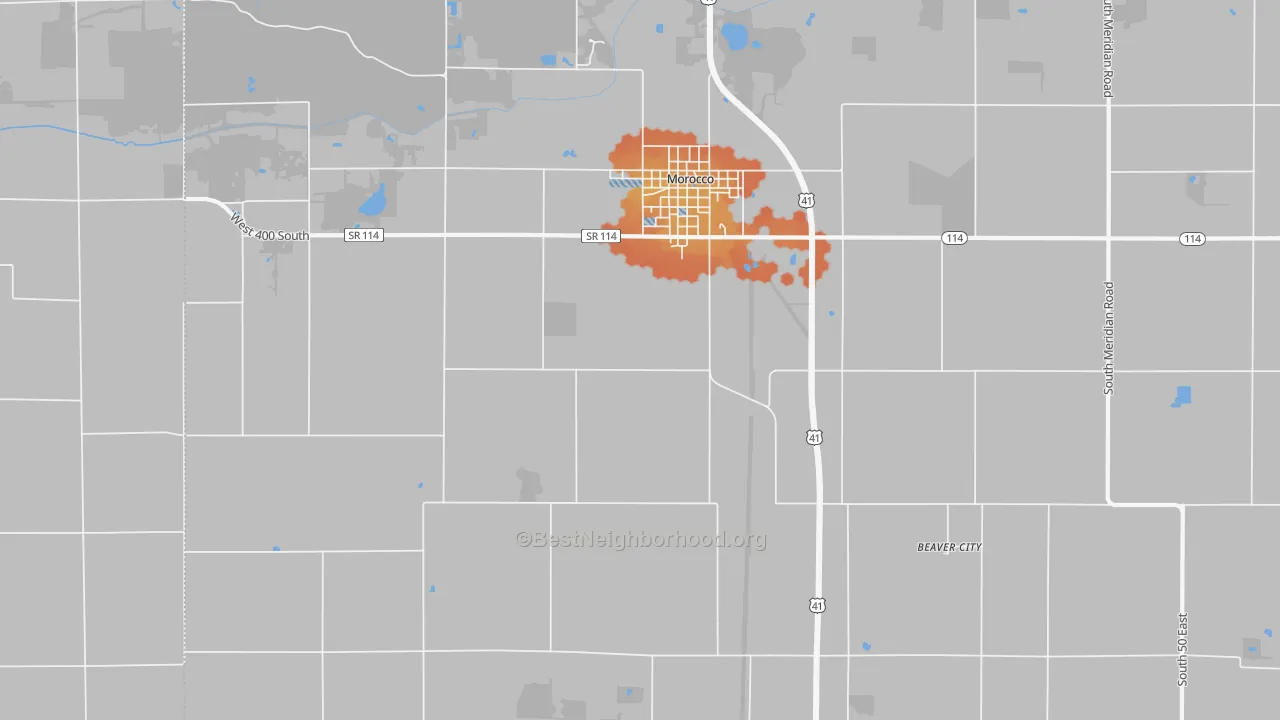 Bike Grade map of Beaver City, IN