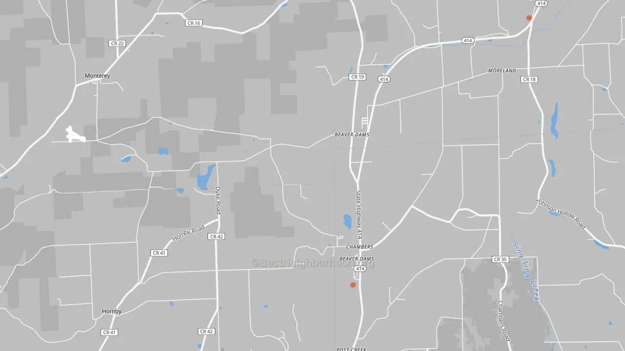 Bike Grade map of Beaver Dams, NY