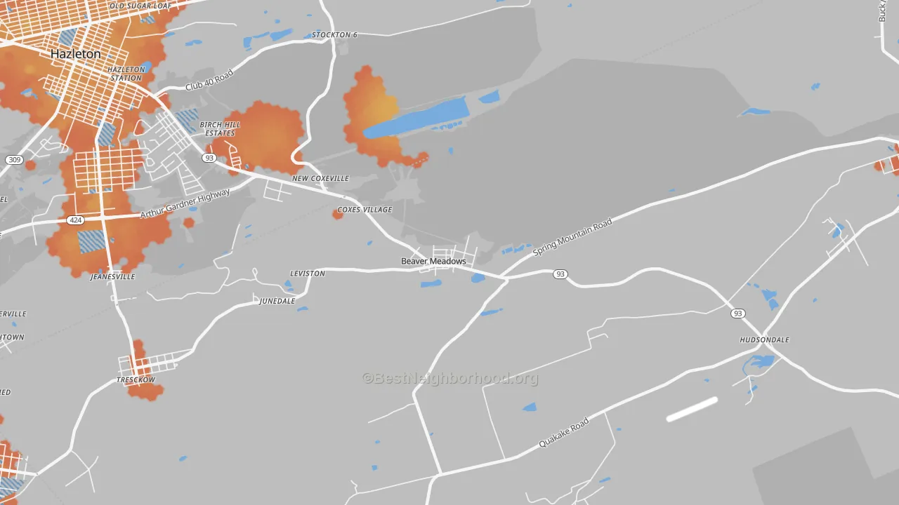 Bike Grade map of Beaver Meadows, PA