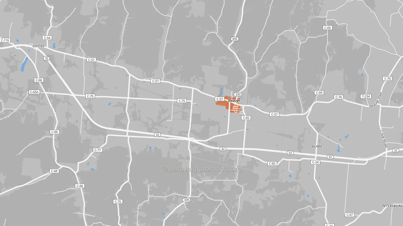 Bike Grade map of Beaver, OH