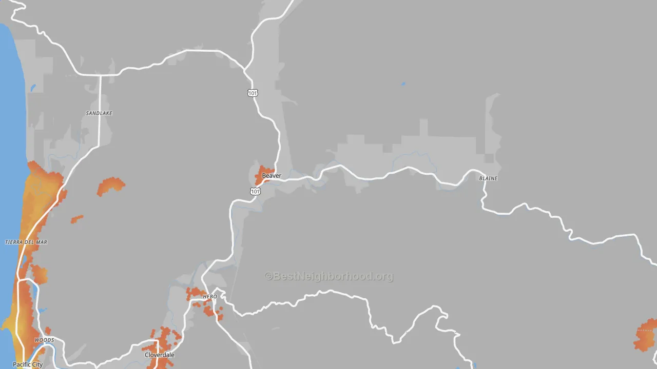 Bike Grade map of Beaver, OR